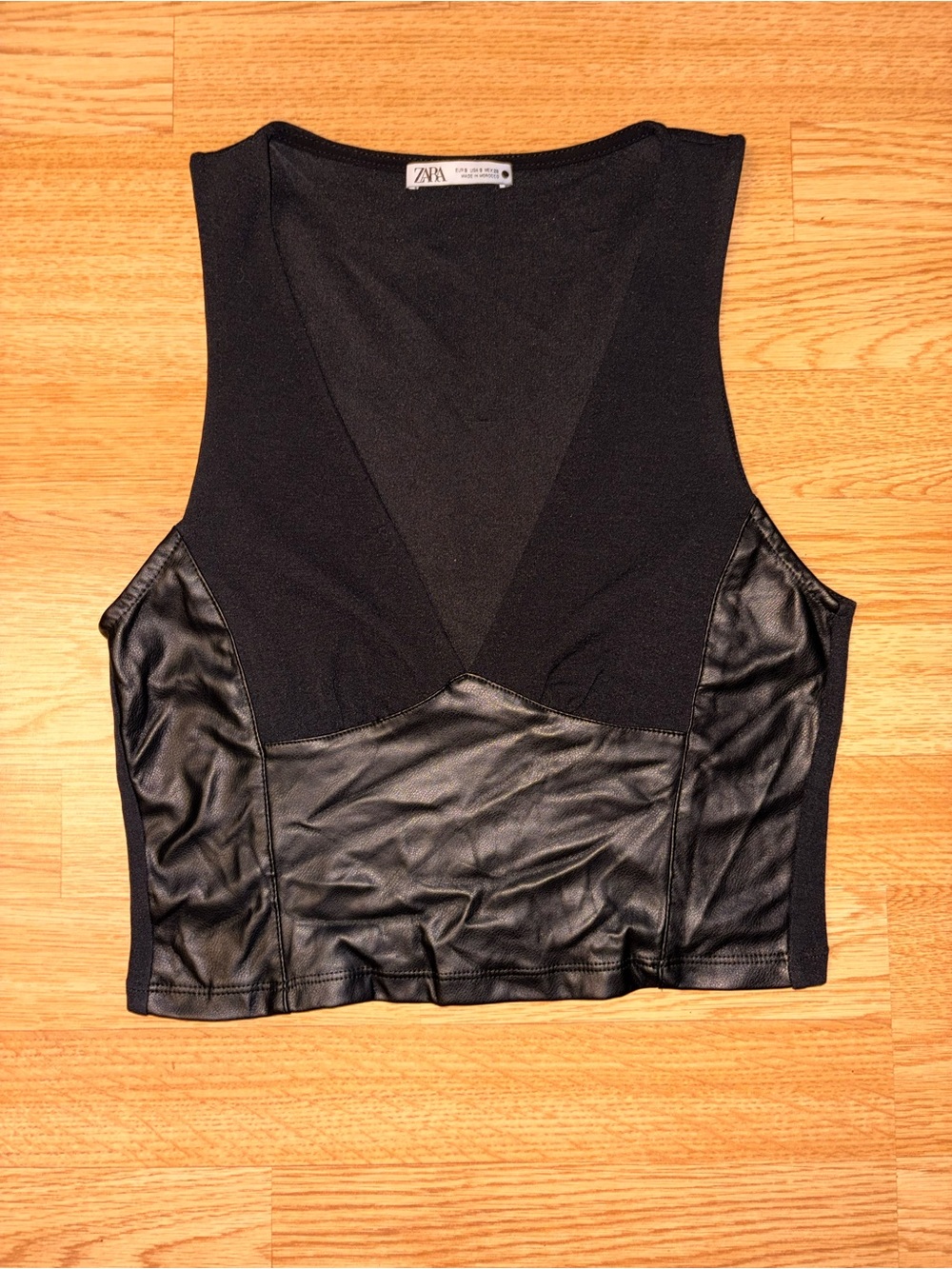 Zara Black Faux Leather Top